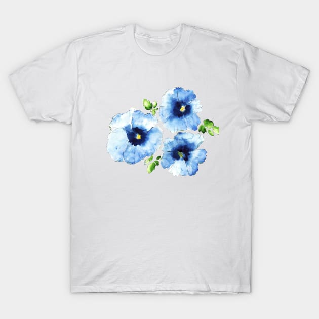 Pansy Flower Watercolor Painting T-Shirt by Ratna Arts